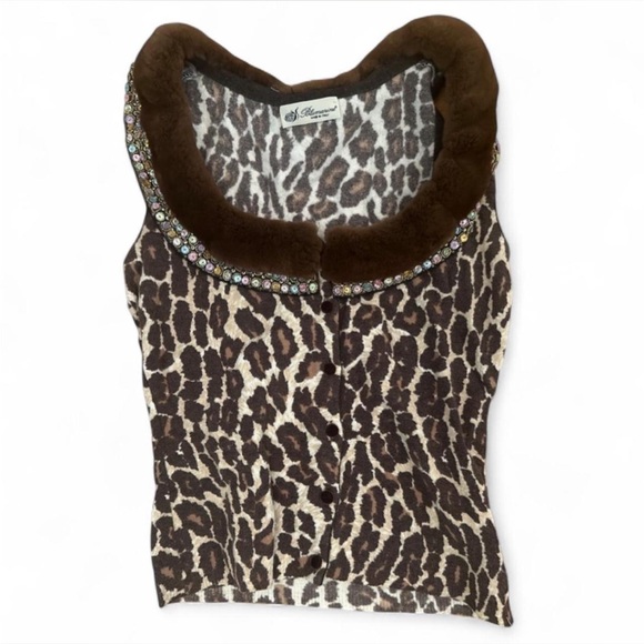 Blumarine Tops - Blumarine Brown Leopard Print Tank